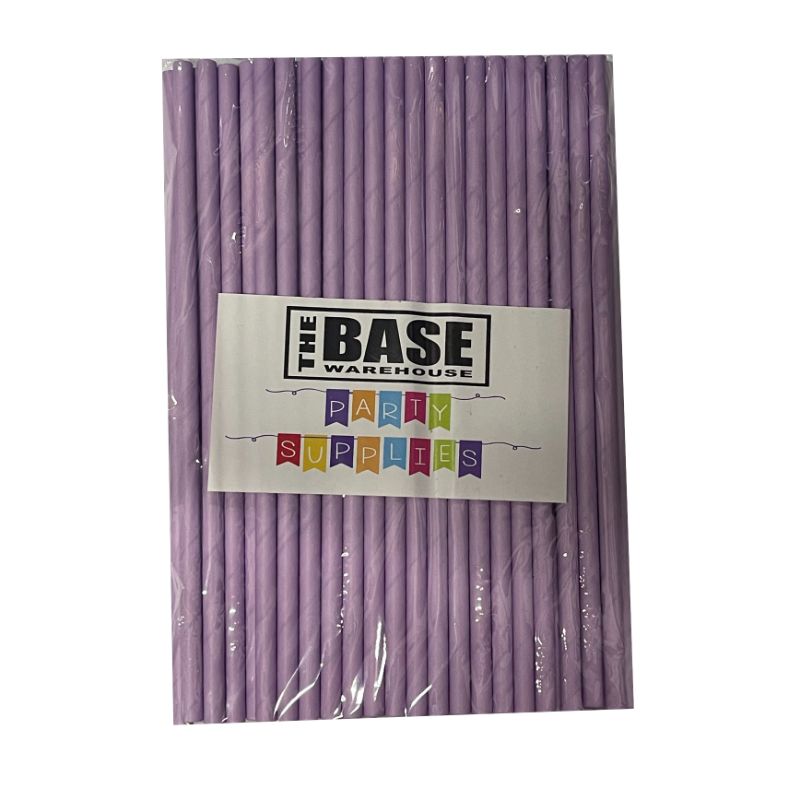 80 Pack Lilac Paper Straws - 0.6cm x 19.7cm