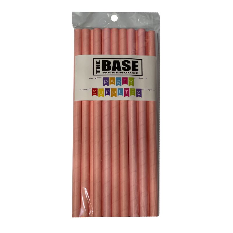 25 Pack Light Pink Paper Straws - 23cm