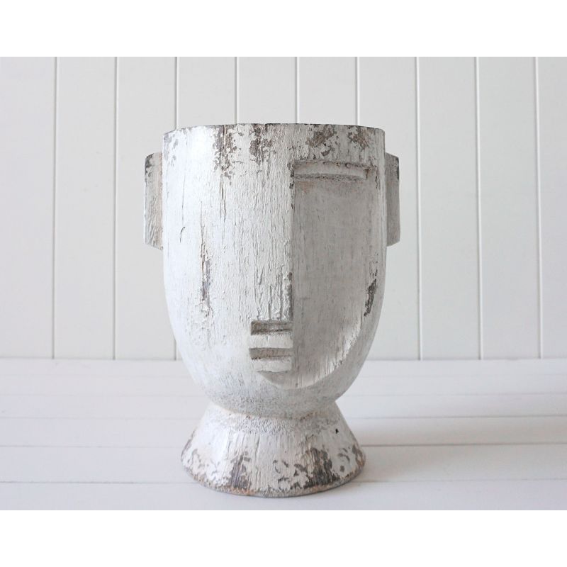 White Picasso Large Distressed Pot Planter - 26cm x 34cm x 23cm