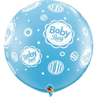 Pale Blue Baby Boy Dots Qualatex Latex Balloon - 90cm - The Base Warehouse