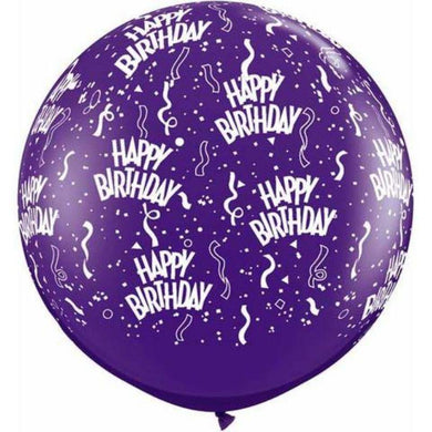 Quartz Purple Birthday Qualatex Latex Balloon - 90cm - The Base Warehouse