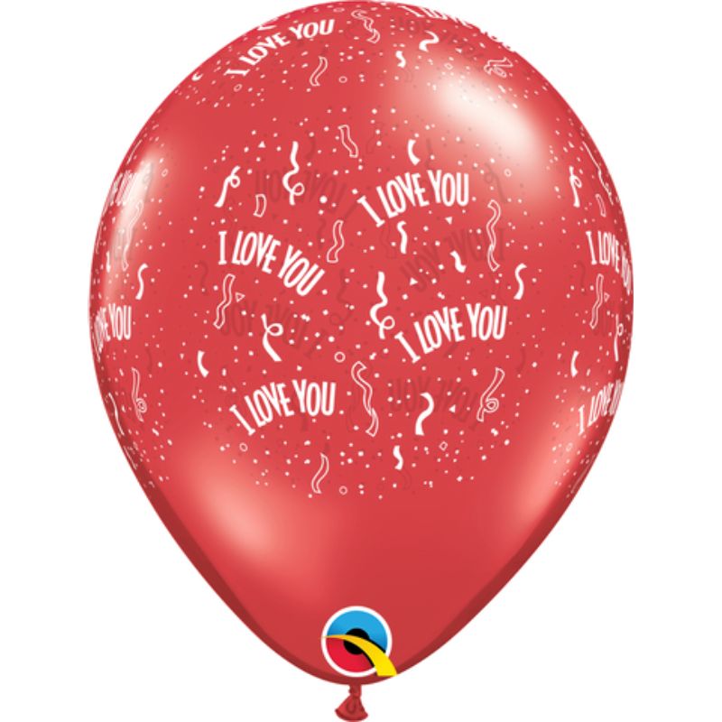 50 Pack Ruby Red I Love You Round Balloon - 27cm