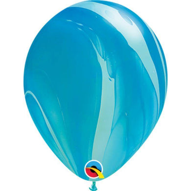 25 Pack Blue Agate Qualatex Latex Balloons - 28cm - The Base Warehouse