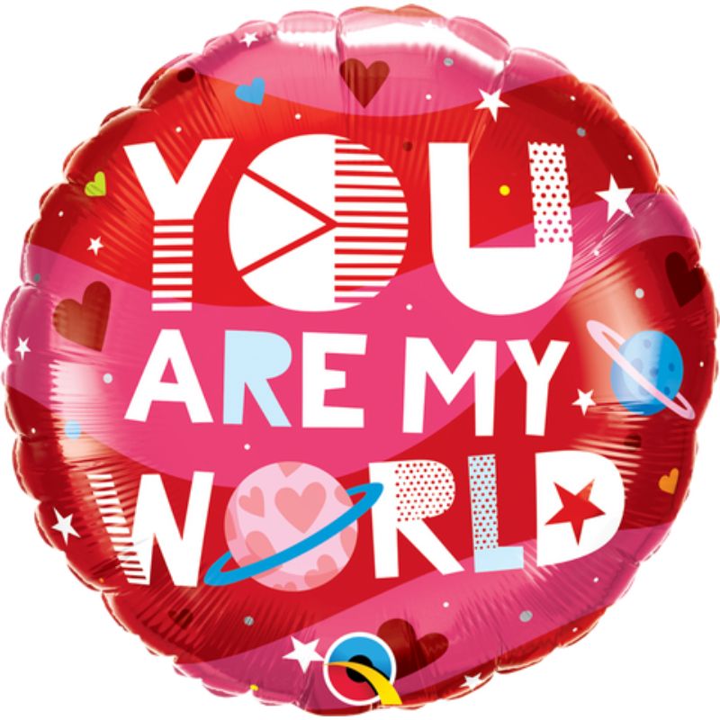 You are My World Round Foil Balloon - 45cm