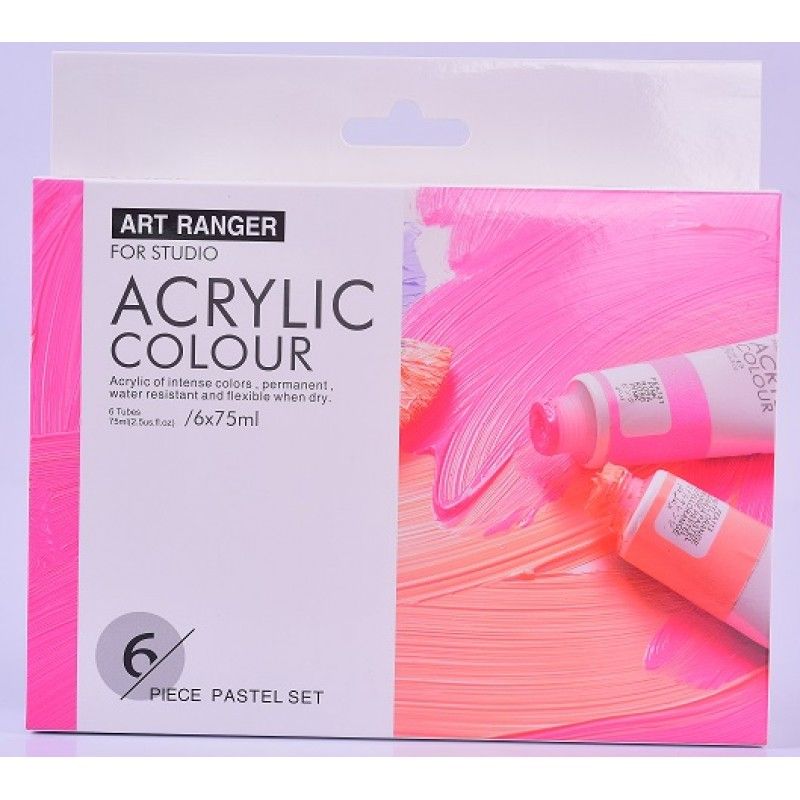 Art Ranger 6 Pack Pastel Colours Acrylic Paint Set - 75ml