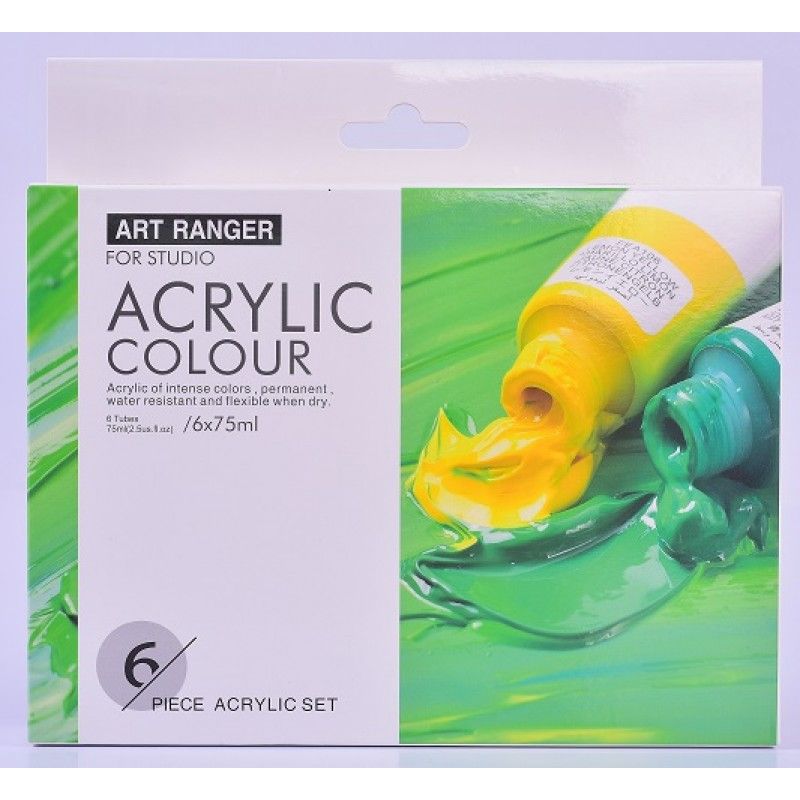 Art Ranger 6 Pack Regular Colours Acrylic Paint Set - 75ml