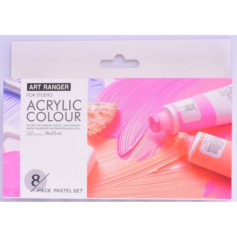 Art Ranger 8 Pack Pastel Colours Acrylic Paint Set - 22ml