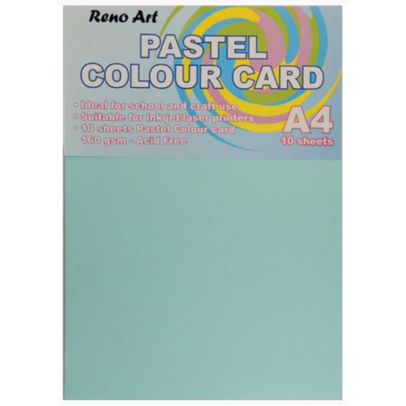 10 Sheets A4 Pastel Colour Card - 160gsm