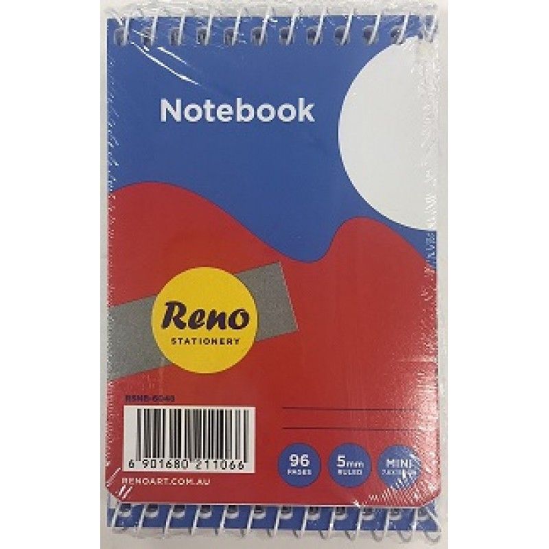 4 Pack Spiral Pocket A6 Notebook - 96 Pages