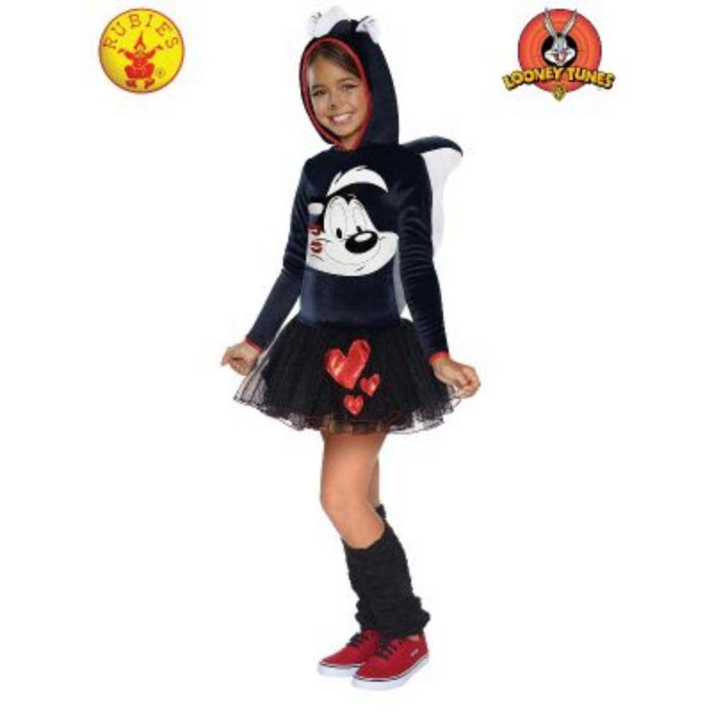 Girls Pepe Le Pew Hooded Costume - L