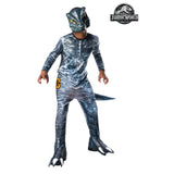 Load image into Gallery viewer, Kids Velociraptor Blue Deluxe Lenticular Costume - Size 9-10 Years
