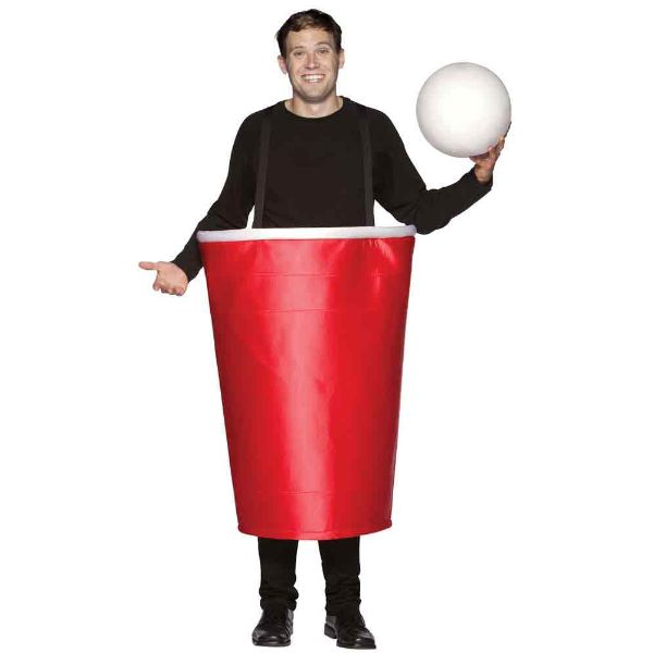 Unisex Adults Red Beer Pong Cup Costume