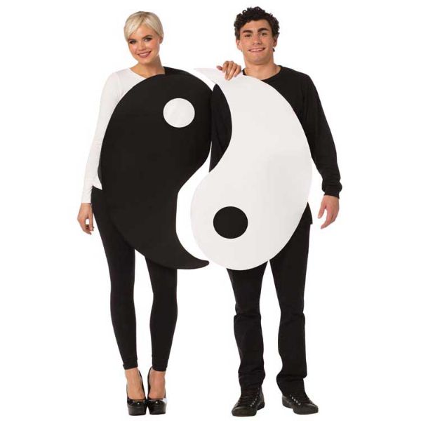 Unisex Adults Black & white Yin Yang Costume