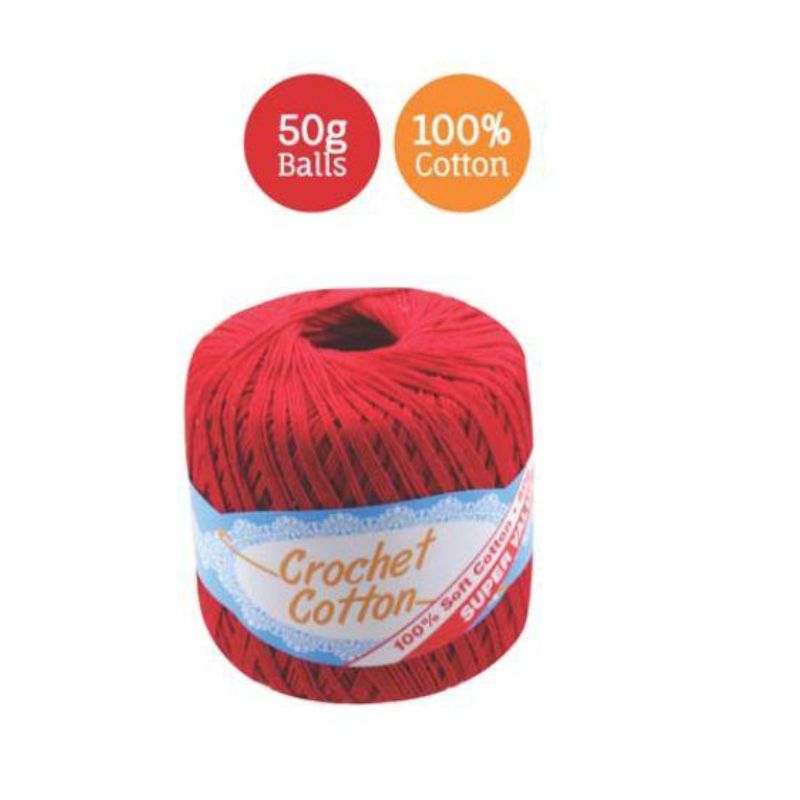 Red Crochet Cotton - 50g