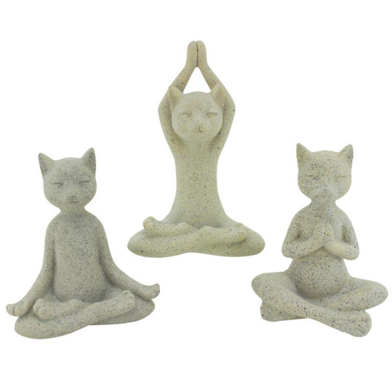 Stone Yoga Cat - 13cm