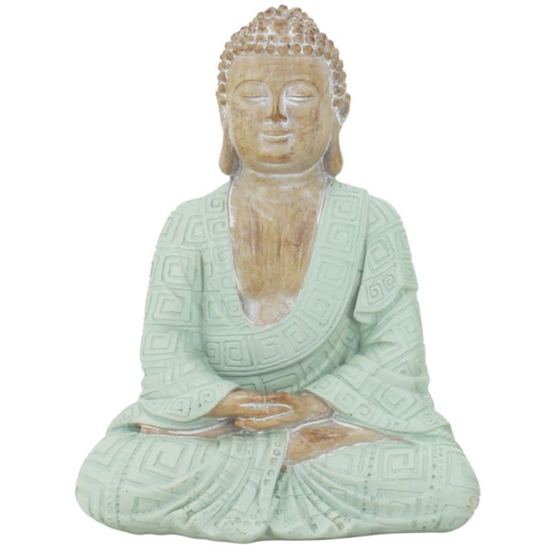 Green Meditate Monk Statue - 13cm x 18cm