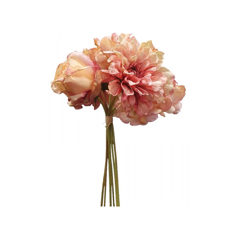 Dried Pink Rose Dahlia Hydrangea Bundle - 40cm