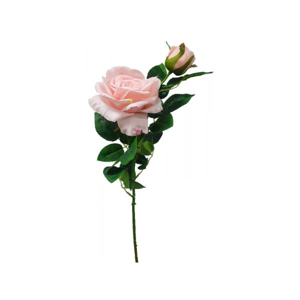 Light Pink Rose with Bud - 55cm