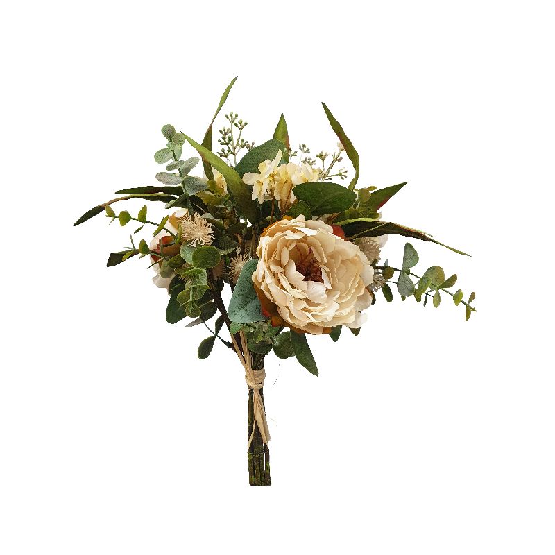 Cream Camellia Hydrangea Greenery Bundle - 37cm