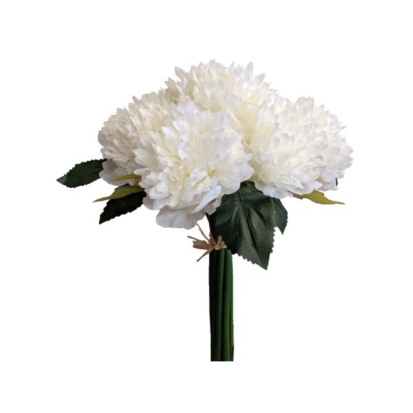 Frilly White Peony Bouquet by x 7 - 27cm