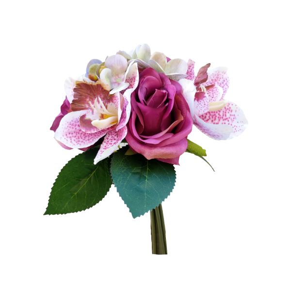 Pink & White Rose Hydrangea Cymbidium Bouquet - 27cm