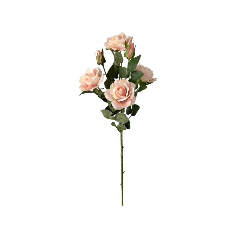 Light Peach Rose Spray 4 Open Roses 3 Rosebuds - 74cm x 18cm