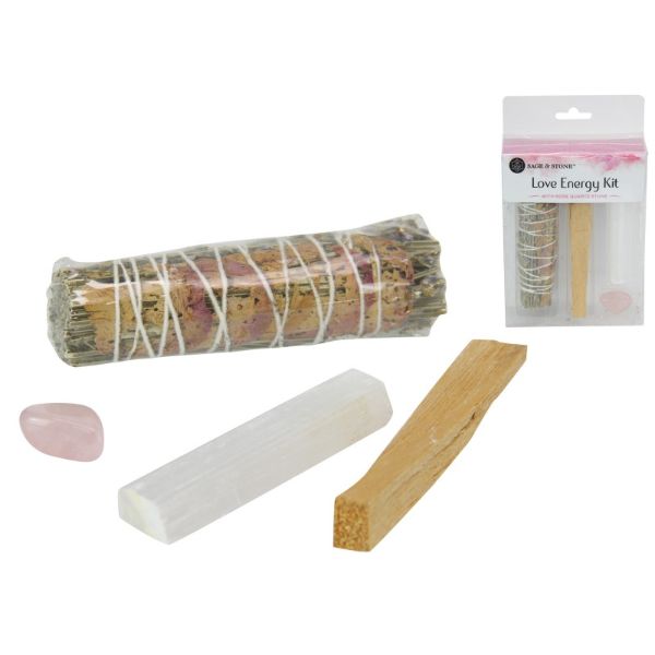 4 Pack Sage Energy Rose Quartz Cleanse Kit