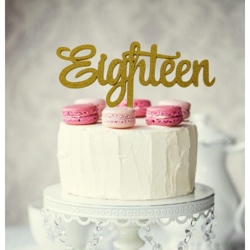Gold Number Eighteen Cake Topper - 10.5cm x 16.5cm