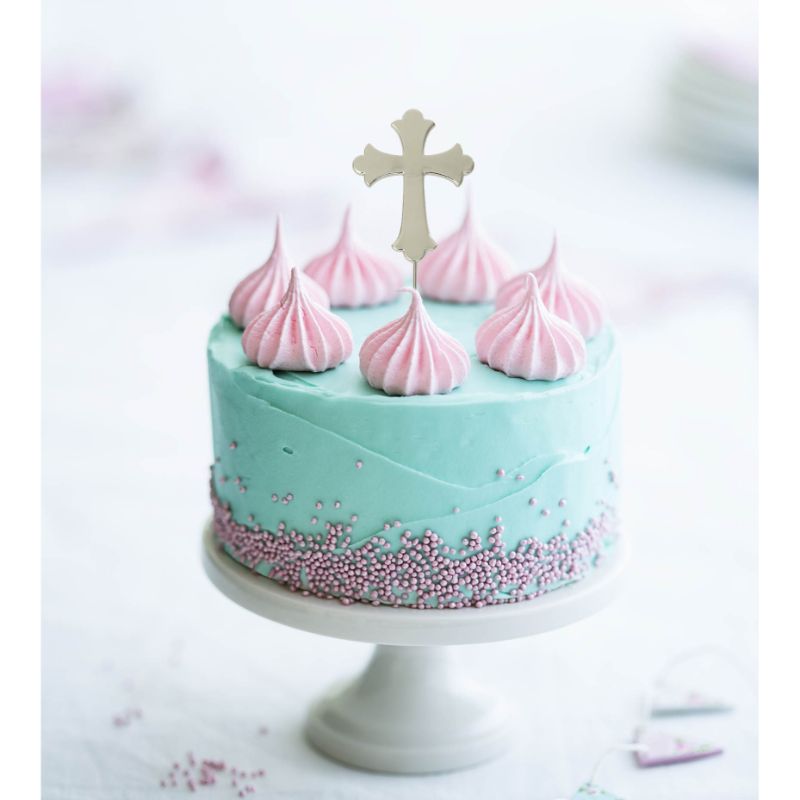 Silver Cross Plated Cake Topper