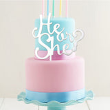 Load image into Gallery viewer, White He OR She Cake Topper - 15cm x 14cm
