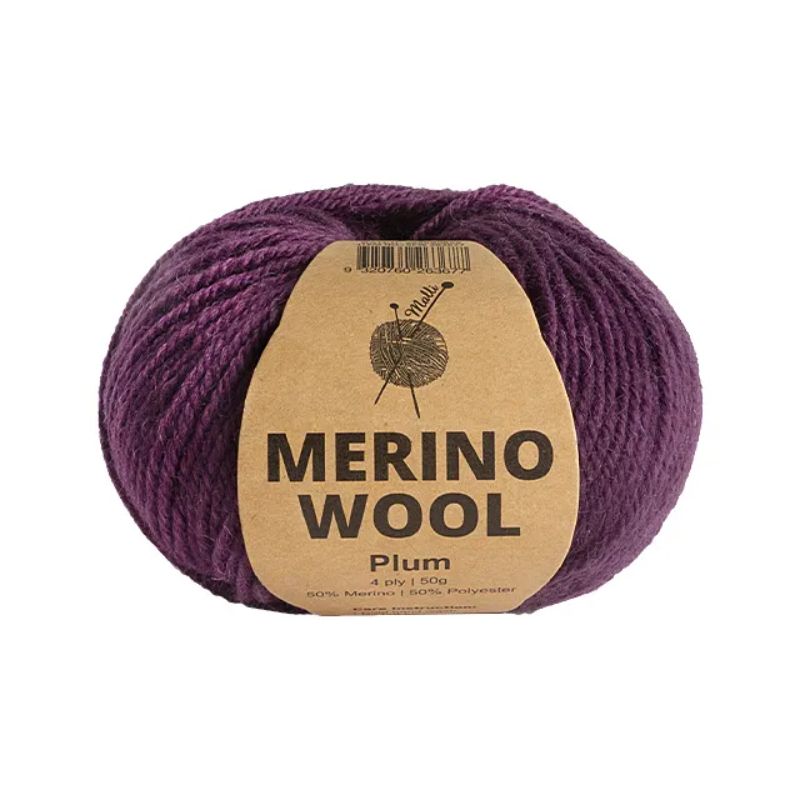 Plum Merino Wool Mix Yarn - 50g