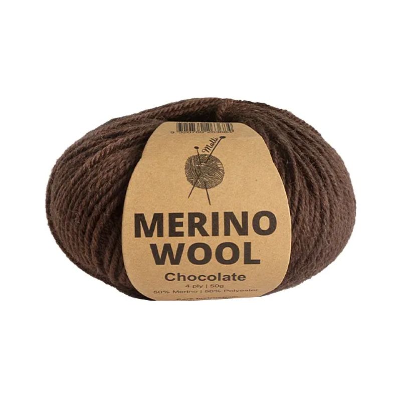 Chocolate Merino Wool Mix Yarn - 50g