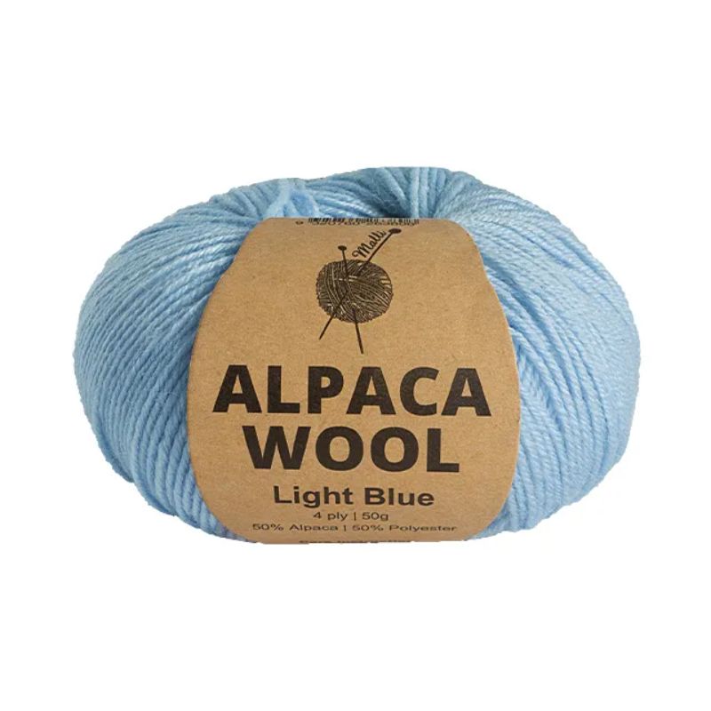 Light Blue Alpaca Wool Mix Yarn - 50g