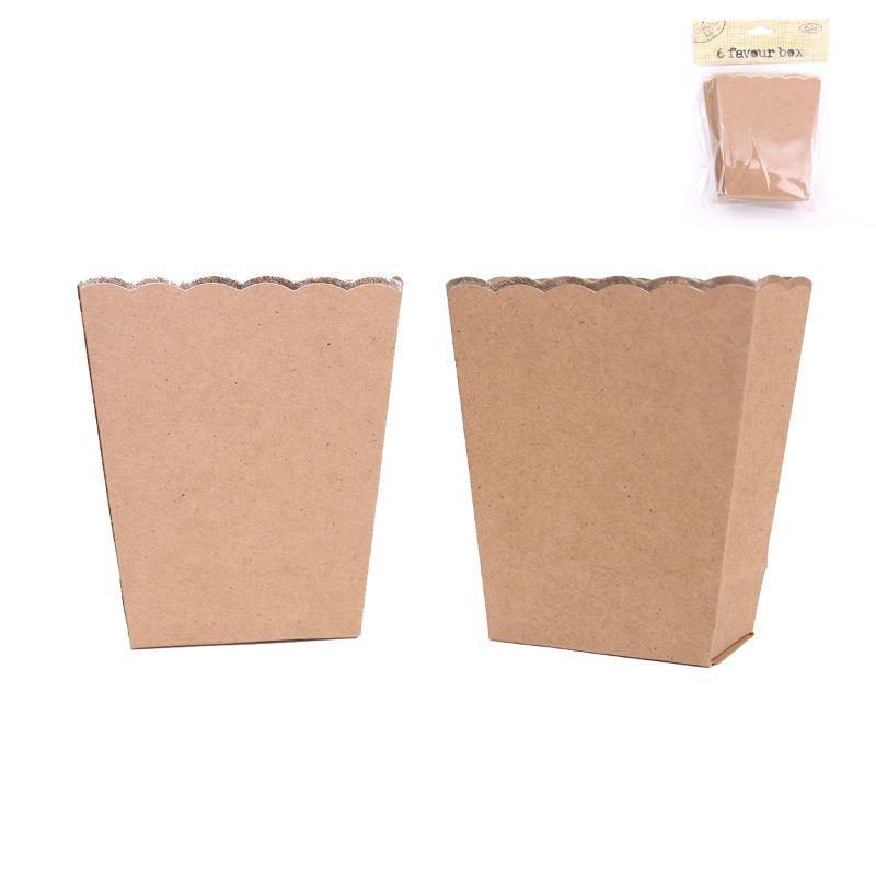 6 Pack Kraft Favor Boxes - 11cm x 9.5cm