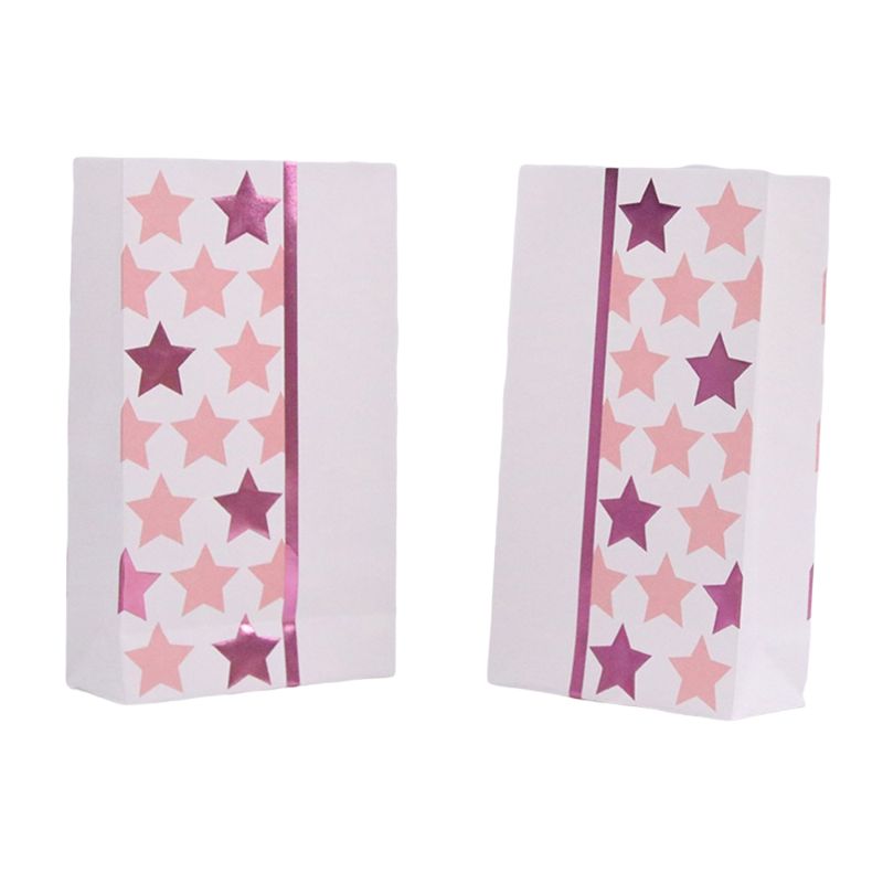 6 Pack Flamingo Pink Star Loot Bags