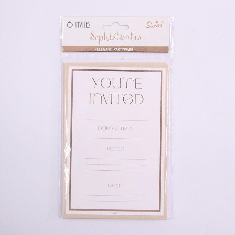 6 Pack Rose Gold Youre Invited Invitation Cards