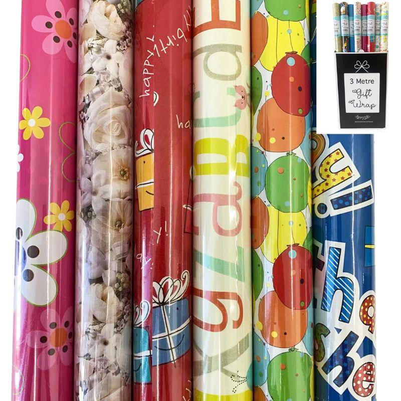 Assorted Design Roll Wrap - 3m