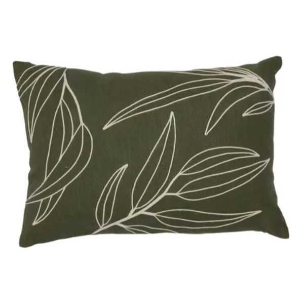 Green Gum Cotton Embroidery Cushion - 35cmx 50cm