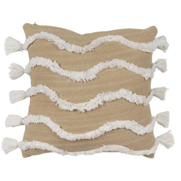 Beige & White Echo Cotton Cushion - 50cm x 50cm