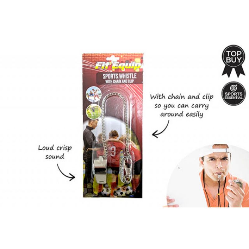 Sports Whistle With Chain & Clip