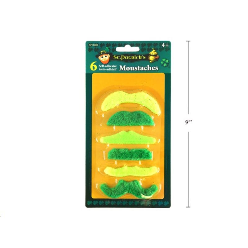 6 Pack St Patricks Day Self Adhesive Moustaches
