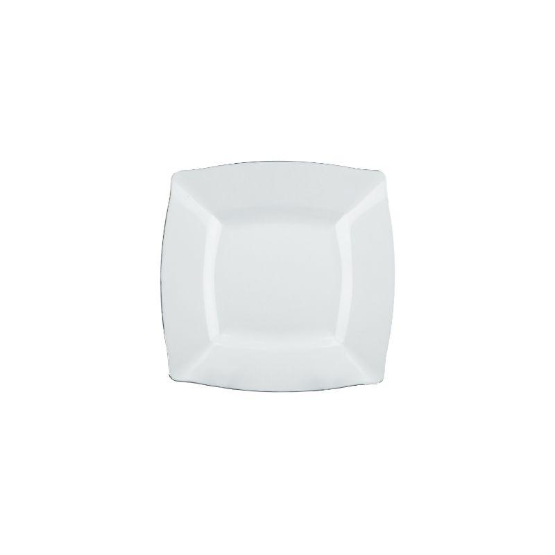 6 Pack Heavy Duty Square Snack Plate with Silver Lining - 20.5cm