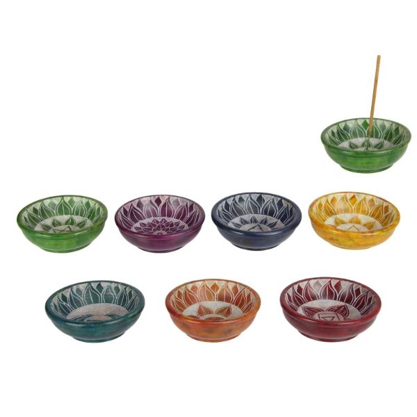 Soapstone Chakra Incense Holder/Offering Bowl - 9cm