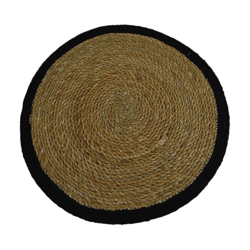 Natural & Black Akua Seagrass Round Placemat - 35cm