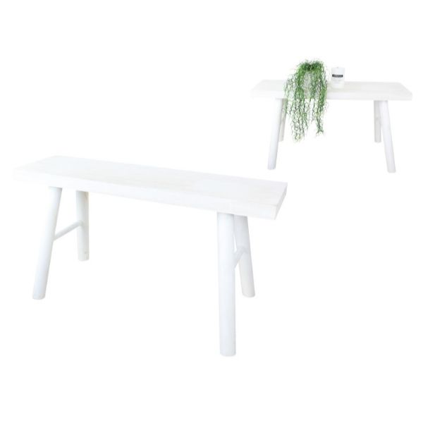 White Timber Stool - 80cm x 24cm x 42cm