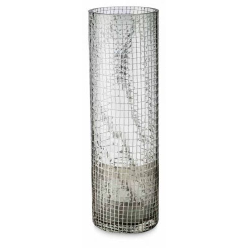 Glass Vase With White Net Large - 12cm x 12cm x 36cm