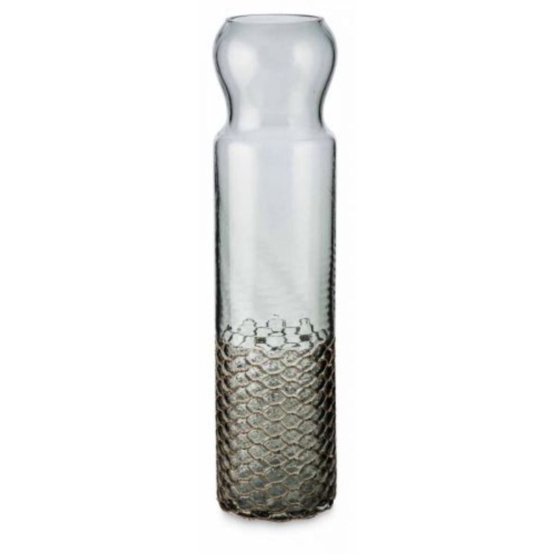 Cylindrical Glass Vase With Copper Net - 11cm x 11cm x 44.5cm