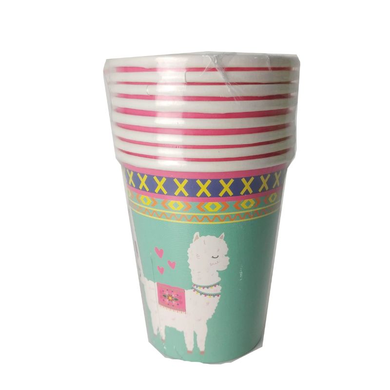 8 Pack Mint Alpaca Paper Cup - 9oz