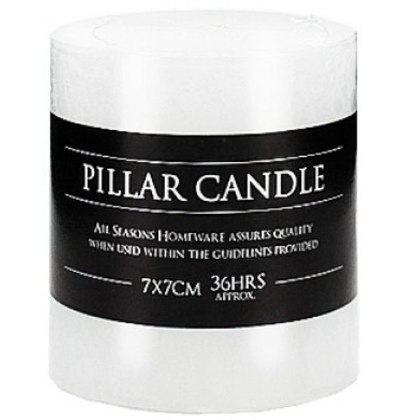 White Flat Top Pillar Candle - 7cm x 7cm