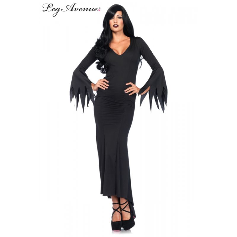 Womens Black Floor Length Gothic Dress - M/L